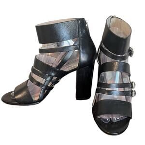 MICHAEL MICHAEL KORS Winston Black Leather Strappy Buckle Sandals Women’s Size 8